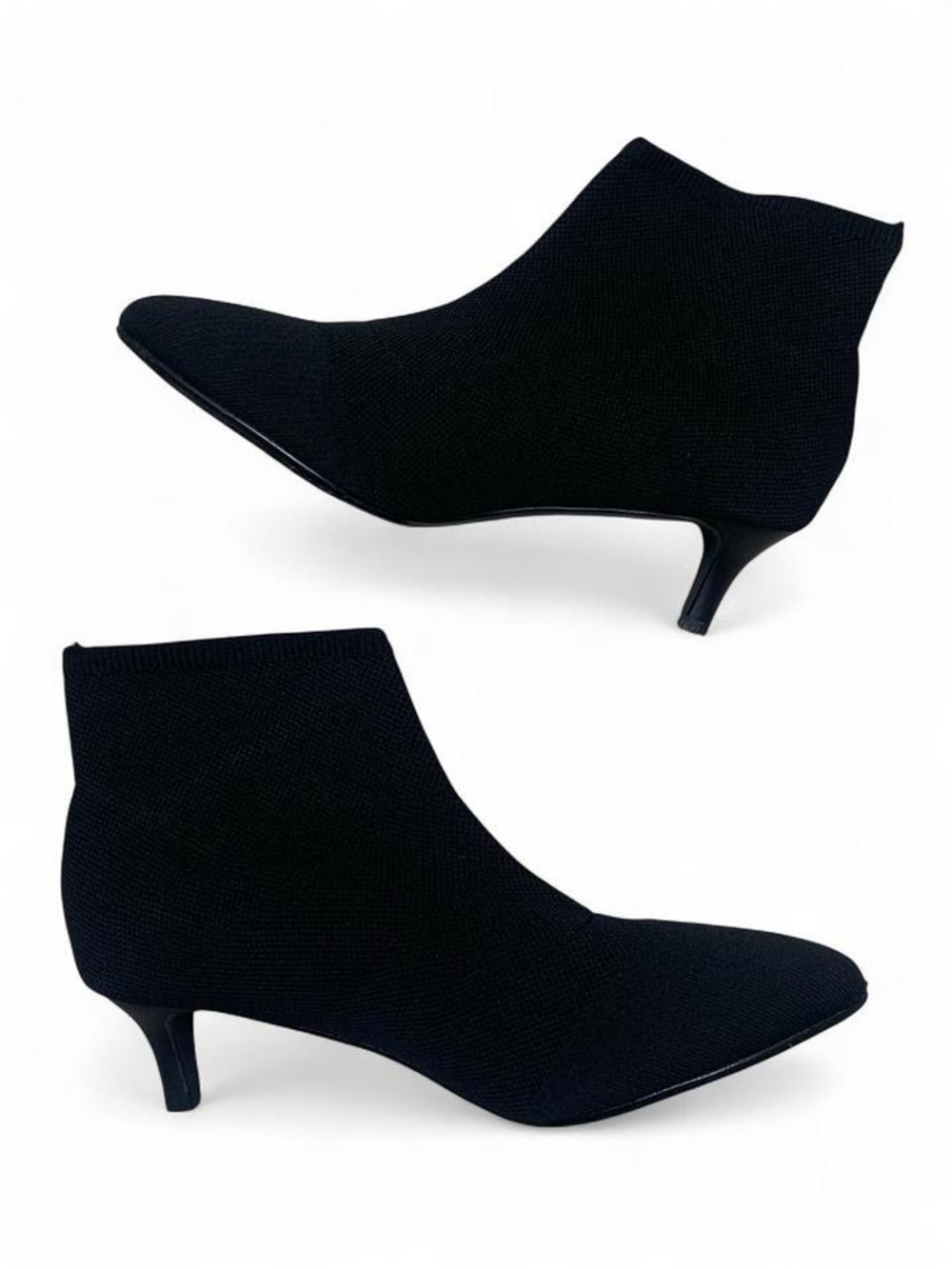 MIA Amore Black Knit Kitten Heel Ankle Boots